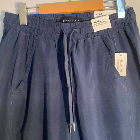 BNWT 2 PAIRS AEROPOSTALE WIDE LEG 5 pockets CARGO COOL SUMMER PANTS •Size M - Picture 3 of 9